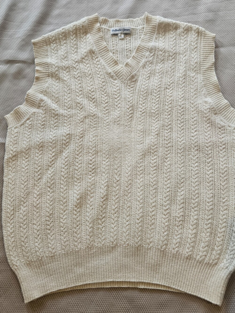 Bullock & Jones Alpaca Silk Wool Sweater Vest Mens L Italian Grandpa Beige